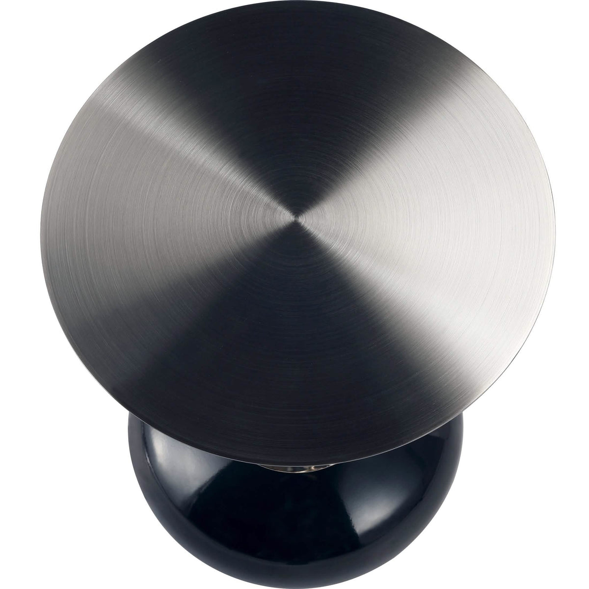 Savoy Wide Side Table with Stainless Steel Top Round Accent Table and Elegant Pedestal Base Black Shiny Black Side Table LeisureMod