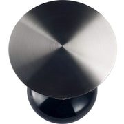 Savoy Wide Side Table with Stainless Steel Top Round Accent Table and Elegant Pedestal Base Black Shiny Black Side Table LeisureMod