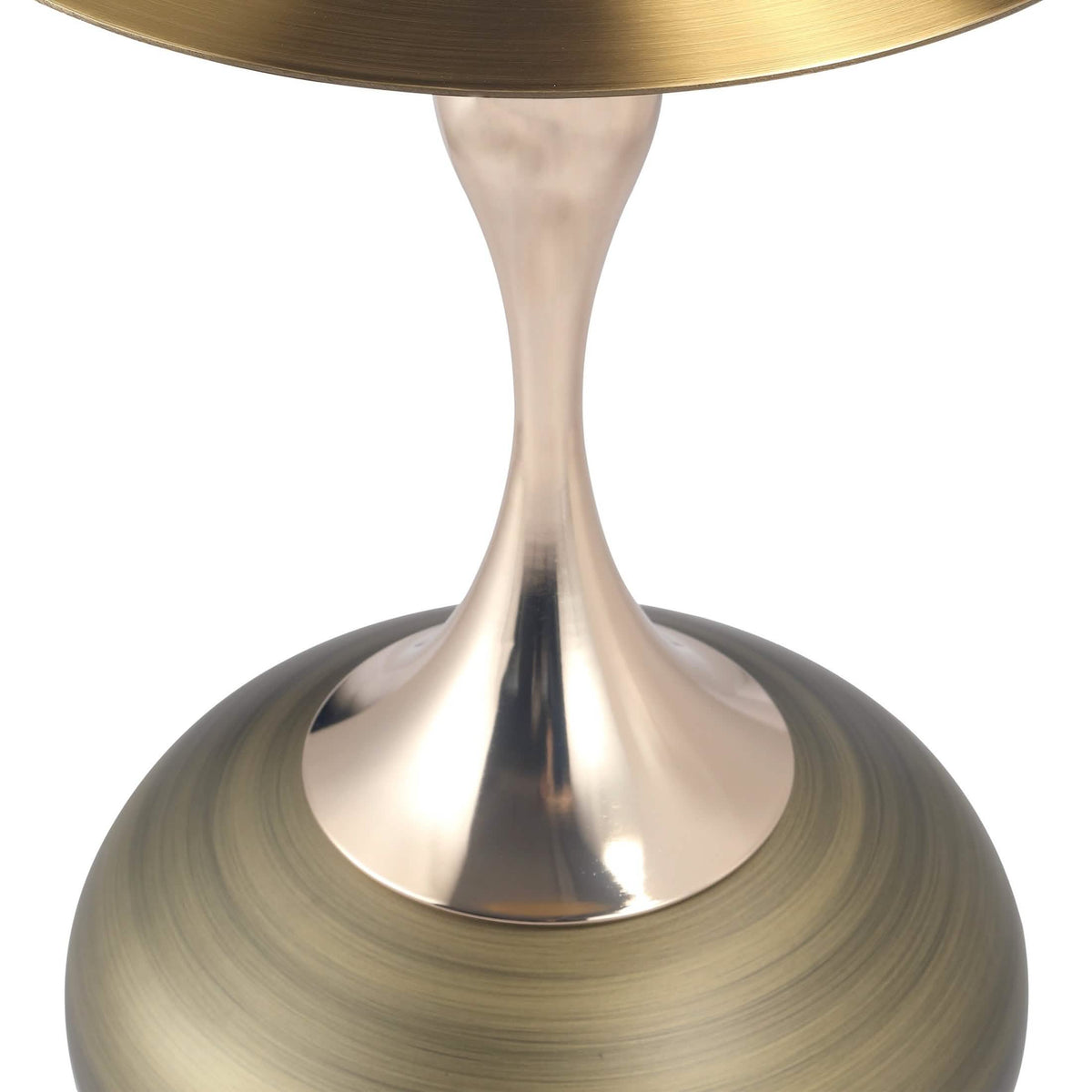 Savoy Wide Side Table with Stainless Steel Top Round Accent Table and Elegant Pedestal Base Gold Brass Side Table LeisureMod