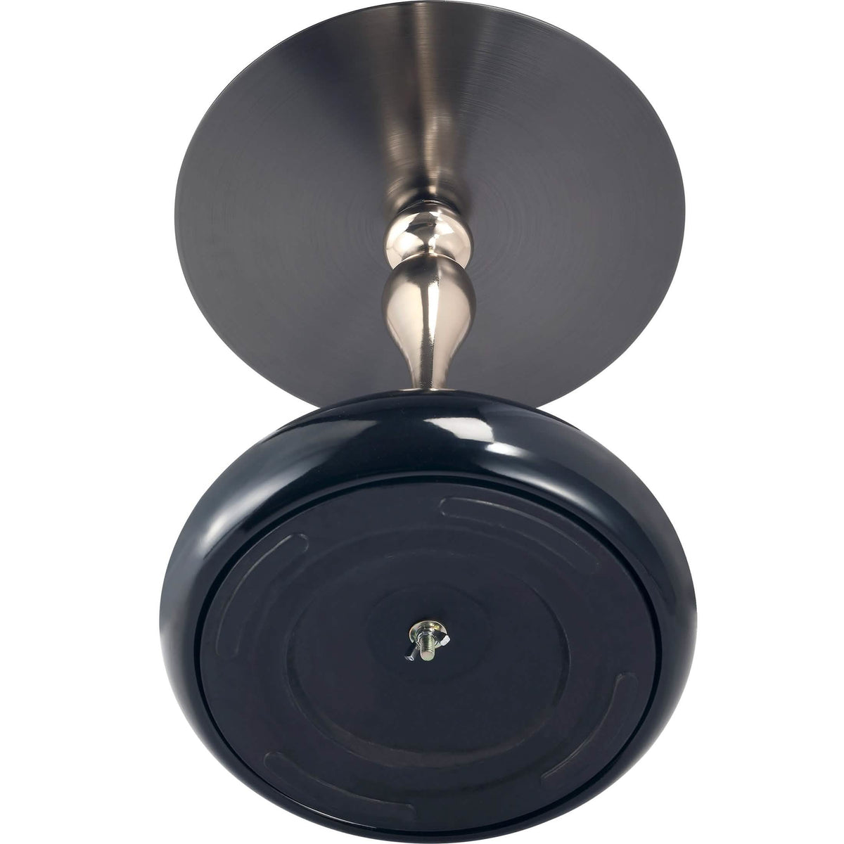 Savoy Wide Side Table with Stainless Steel Top Round Accent Table and Elegant Pedestal Base Black Shiny Black Side Table LeisureMod