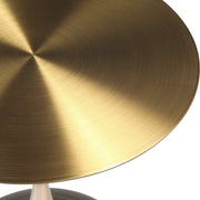 Savoy Wide Side Table with Stainless Steel Top Round Accent Table and Elegant Pedestal Base Gold Brass Side Table LeisureMod