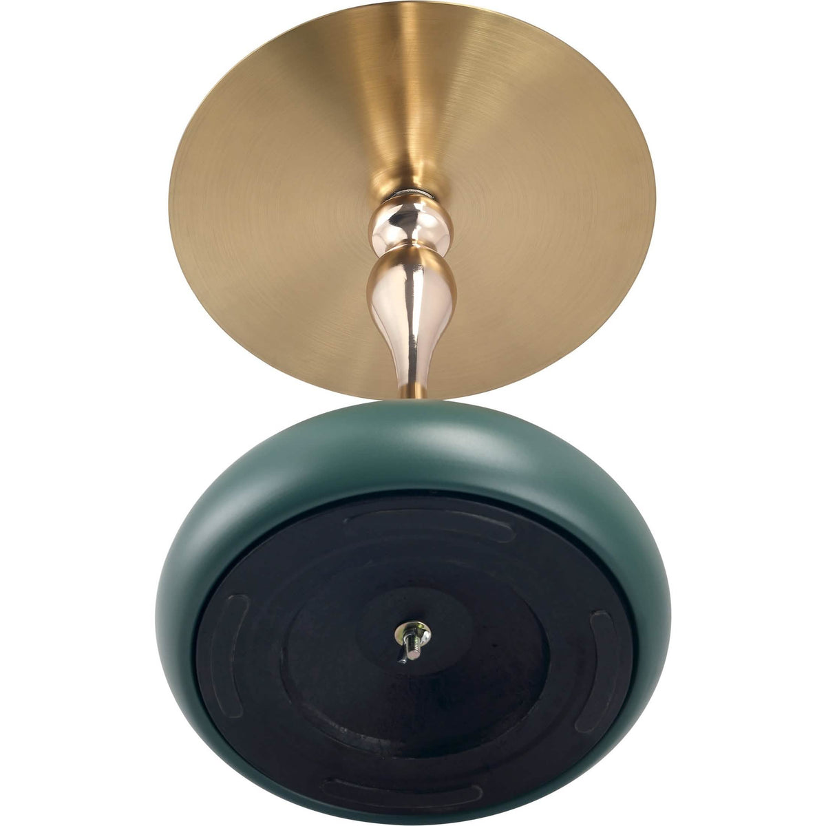Savoy Wide Side Table with Stainless Steel Top Round Accent Table and Elegant Pedestal Base Gold Green Side Table LeisureMod