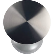 Savoy Wide Side Table with Stainless Steel Top Round Accent Table and Elegant Pedestal Base Black Silver Side Table LeisureMod