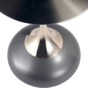 Savoy Wide Side Table with Stainless Steel Top Round Accent Table and Elegant Pedestal Base Black Grey Side Table LeisureMod