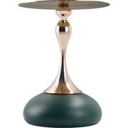 Savoy Wide Side Table with Stainless Steel Top Round Accent Table and Elegant Pedestal Base Gold Green Side Table LeisureMod