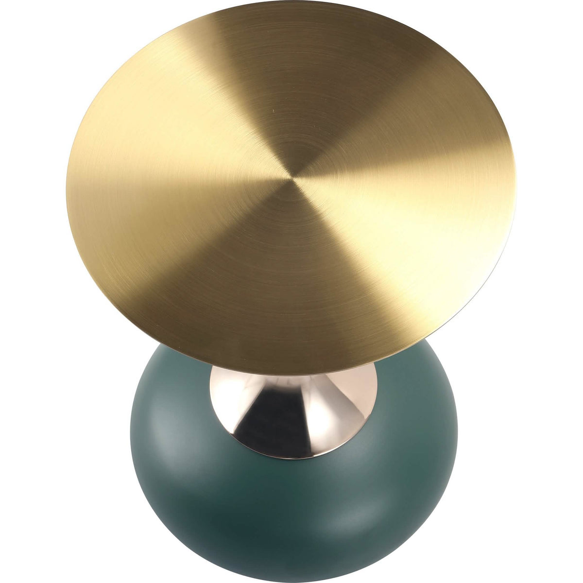 Savoy Wide Side Table with Stainless Steel Top Round Accent Table and Elegant Pedestal Base Gold Green Side Table LeisureMod