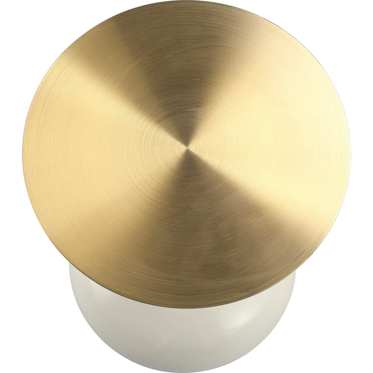 Savoy Wide Side Table with Stainless Steel Top Round Accent Table and Elegant Pedestal Base Gold White Side Table LeisureMod