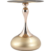 Savoy Wide Side Table with Stainless Steel Top Round Accent Table and Elegant Pedestal Base Gold Matte Gold Side Table LeisureMod