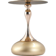 Savoy Wide Side Table with Stainless Steel Top Round Accent Table and Elegant Pedestal Base Gold Matte Gold Side Table LeisureMod
