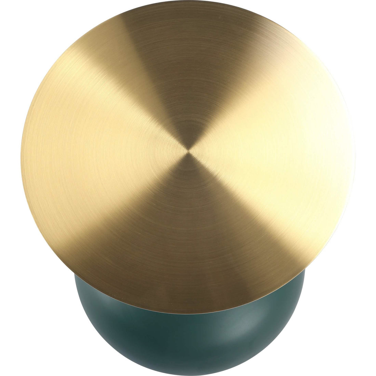 Savoy Wide Side Table with Stainless Steel Top Round Accent Table and Elegant Pedestal Base Gold Green Side Table LeisureMod