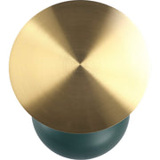Savoy Wide Side Table with Stainless Steel Top Round Accent Table and Elegant Pedestal Base Gold Green Side Table LeisureMod