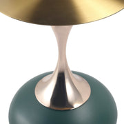 Savoy Wide Side Table with Stainless Steel Top Round Accent Table and Elegant Pedestal Base Gold Green Side Table LeisureMod