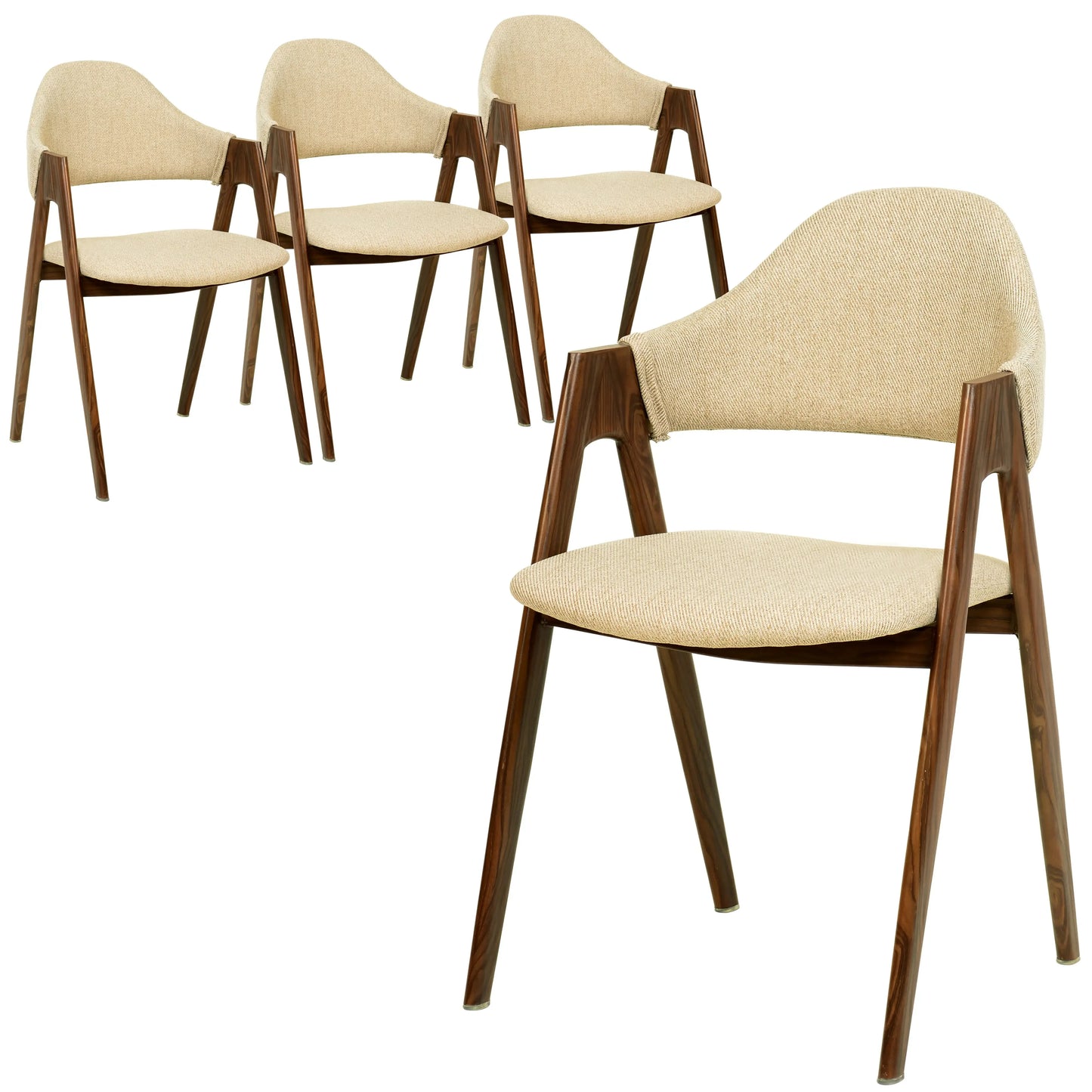 Savor Dining Chair in Polyester with Curved and Open-Back Design Set of 4 - Elax Furniture