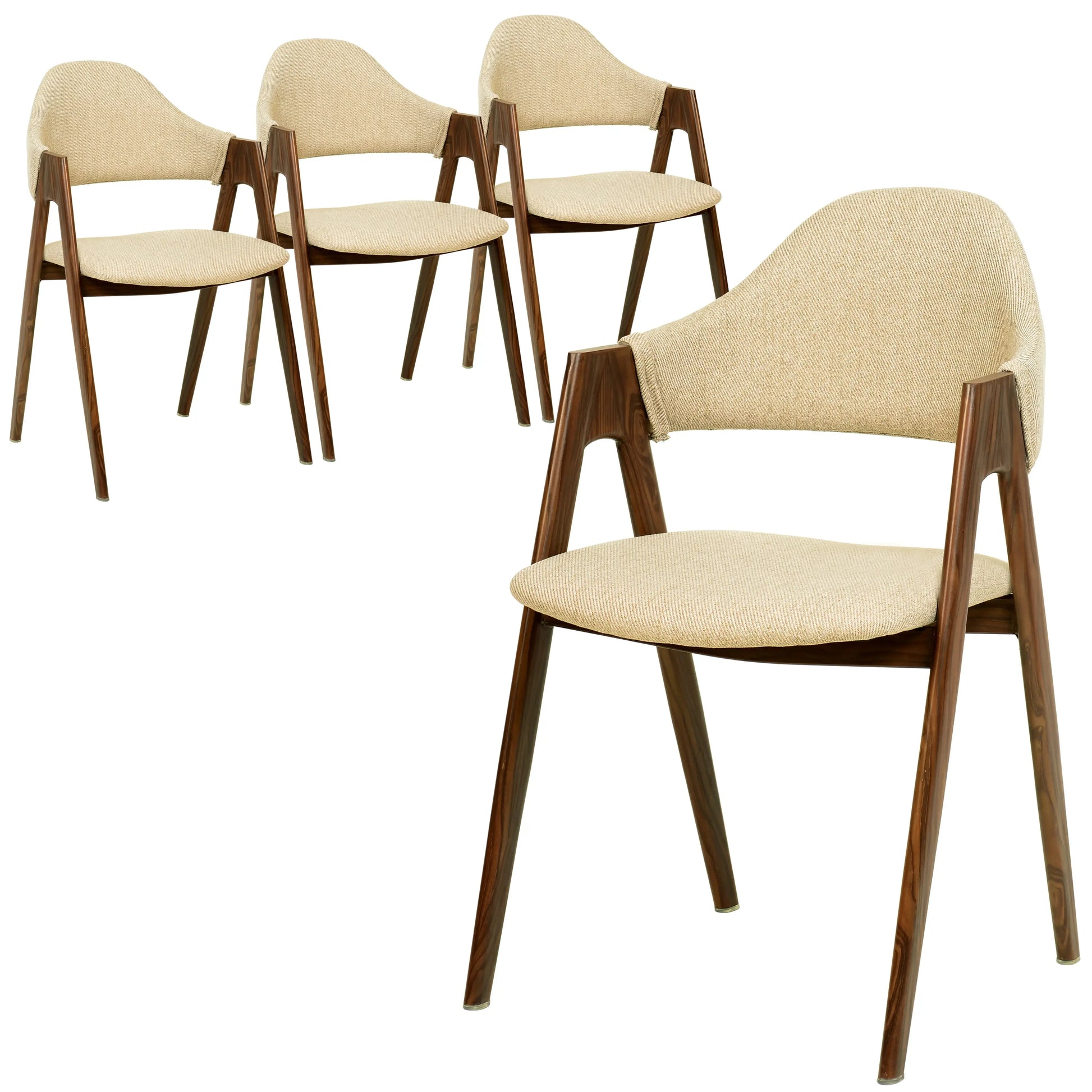 Savor Dining Chair in Polyester with Curved and Open-Back Design Set of 4 - Elax Furniture