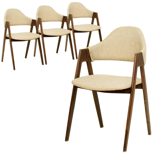Savor Dining Chair in Polyester with Curved and Open-Back Design Set of 4 - Elax Furniture