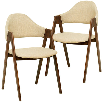 Savor Dining Chair in Polyester with Curved and Open-Back Design Set of 2 - Elax Furniture