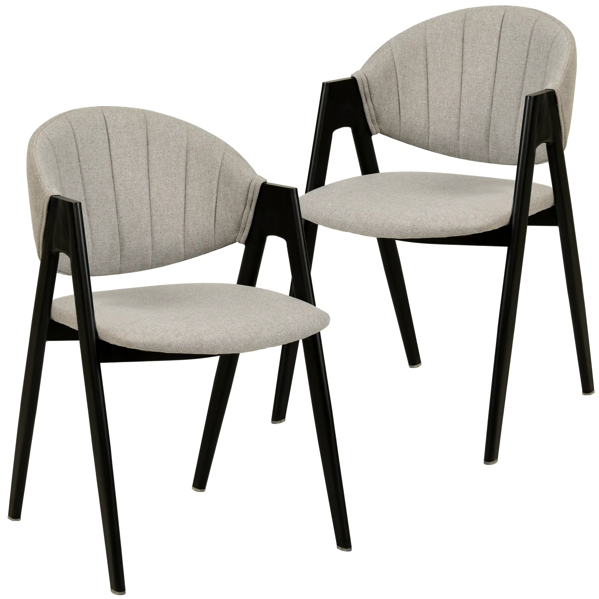 Savor Dining Chair in Leather/Polyester with Curved and Open-Back Design Set of 2 - Elax Furniture