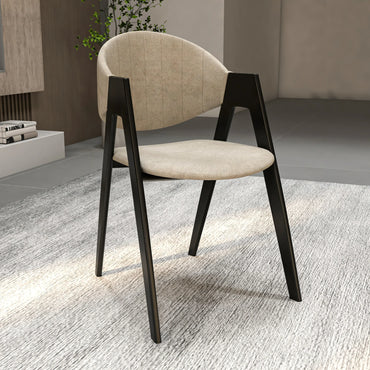 Savor Dining Chair in Leather/Polyester with Curved and Open-Back Design Set of 2 - Elax Furniture