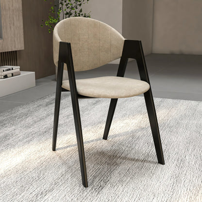 Savor Dining Chair in Leather/Polyester with Curved and Open-Back Design Set of 2 - Elax Furniture
