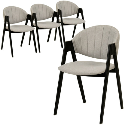 Savor Dining Chair in Leather/Polyester with Curved and Open-Back Design Set of 4 - Elax Furniture