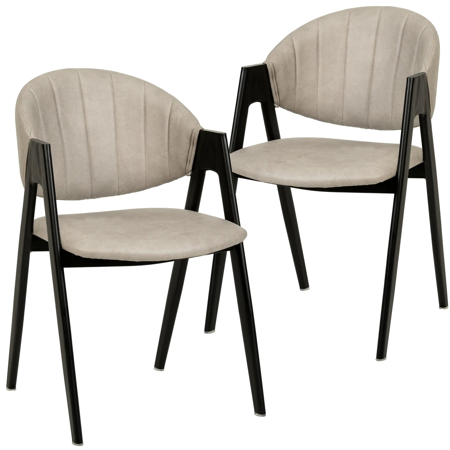 Savor Dining Chair in Leather/Polyester with Curved and Open-Back Design Set of 2 - Elax Furniture