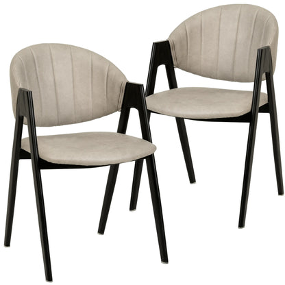 Savor Dining Chair in Leather/Polyester with Curved and Open-Back Design Set of 2 - Elax Furniture