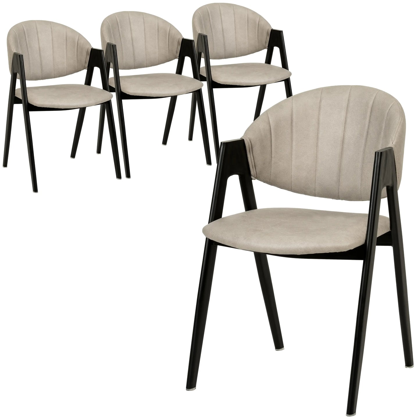 Savor Dining Chair in Leather/Polyester with Curved and Open-Back Design Set of 4 - Elax Furniture