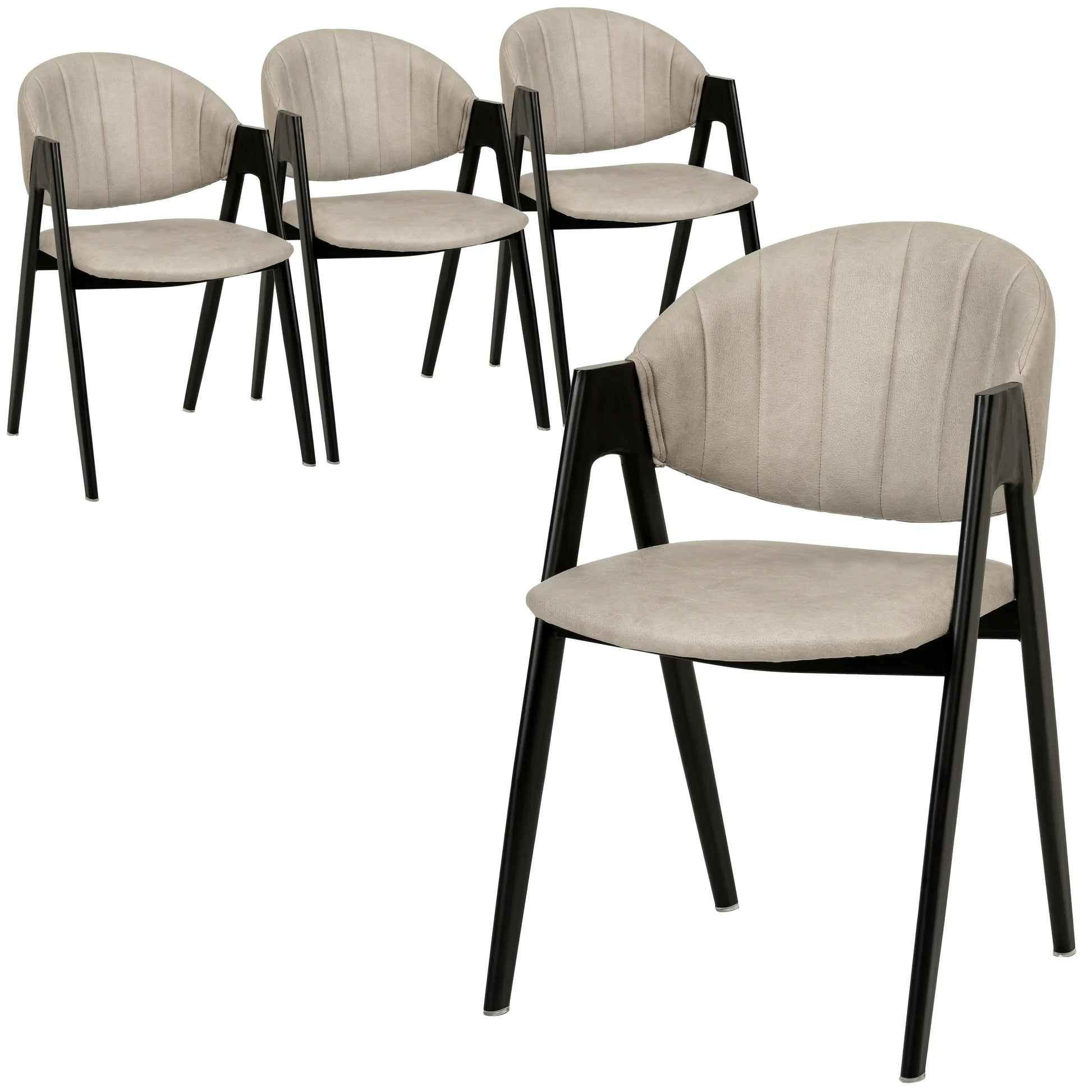 Savor Dining Chair in Leather/Polyester with Curved and Open-Back Design Set of 4 - Elax Furniture