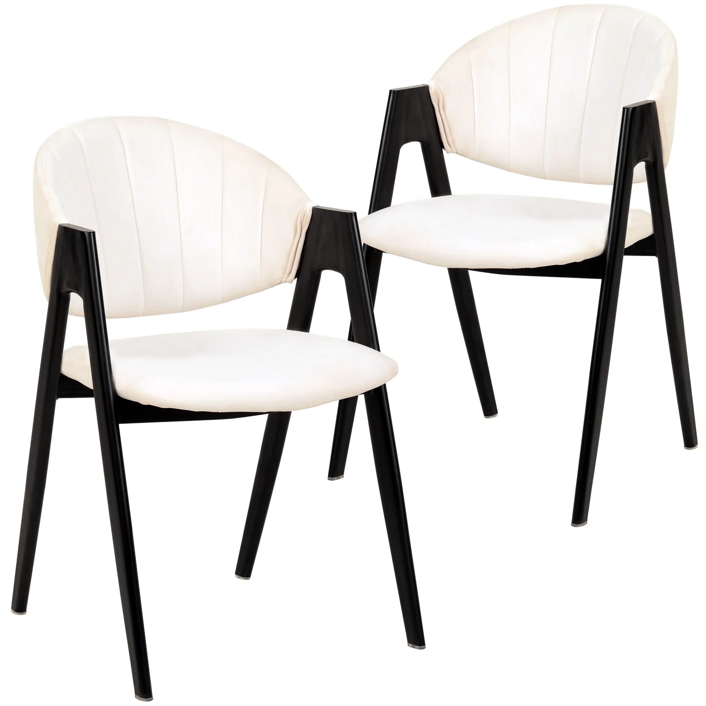 Savor Dining Chair in Leather/Polyester with Curved and Open-Back Design Set of 2 - Elax Furniture