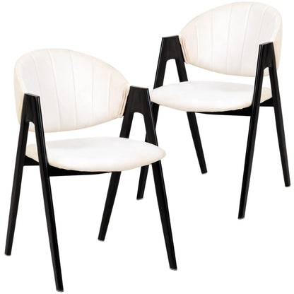 Savor Dining Chair in Leather/Polyester with Curved and Open-Back Design Set of 2 - Elax Furniture