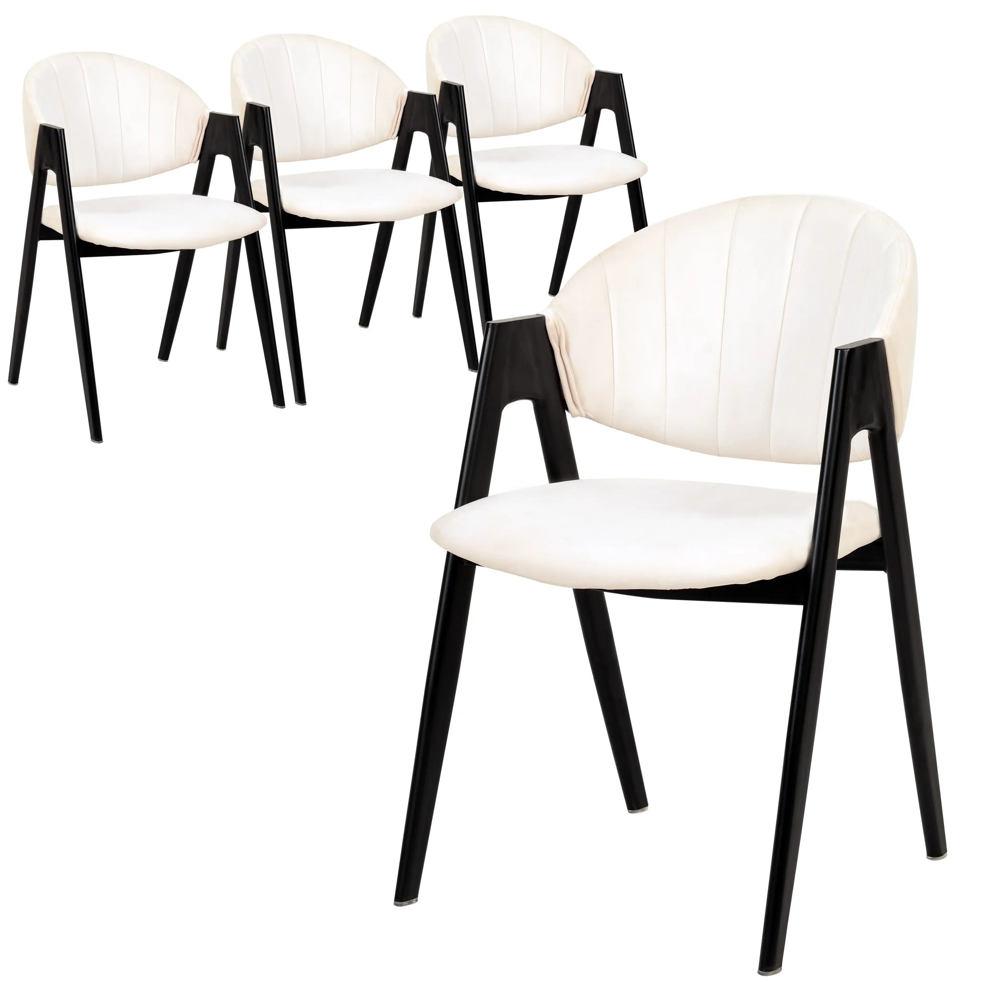 Savor Dining Chair in Leather/Polyester with Curved and Open-Back Design Set of 4 - Elax Furniture