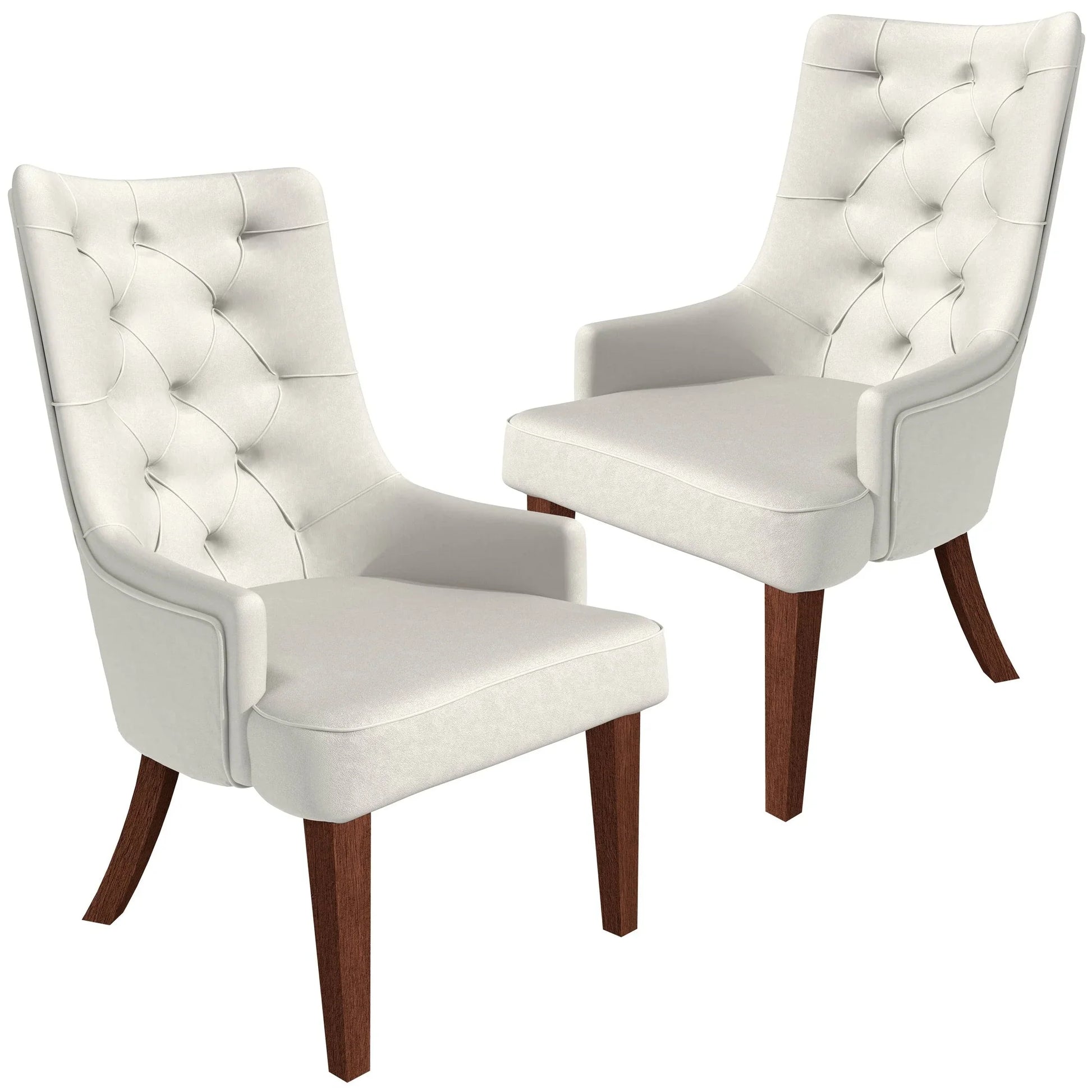 Spruce Collection Modern Wooden Dining Chair in Beige Velvet Set of 2 - Elax Furniture