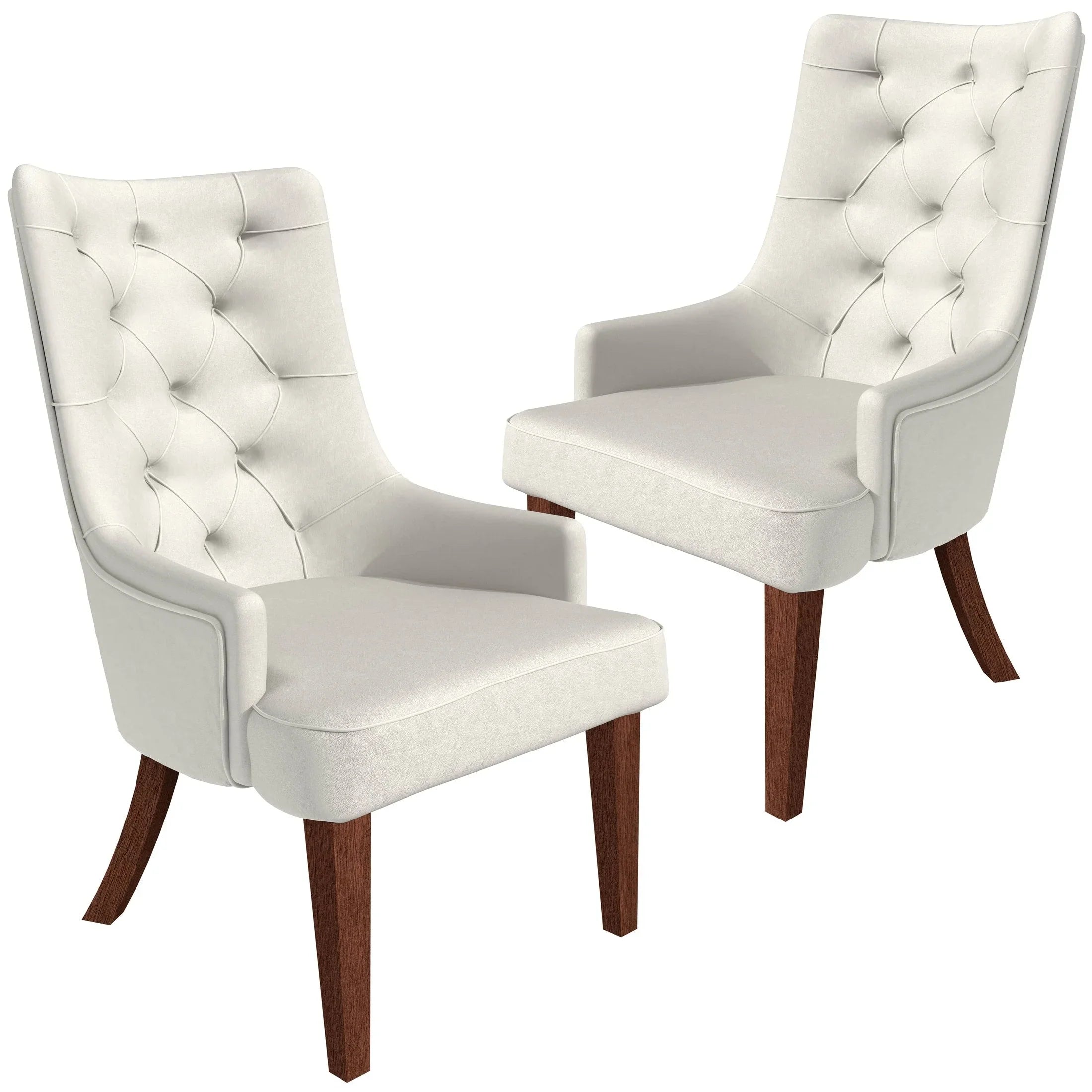 Spruce Collection Modern Wooden Dining Chair in Beige Velvet Set of 2 - Elax Furniture