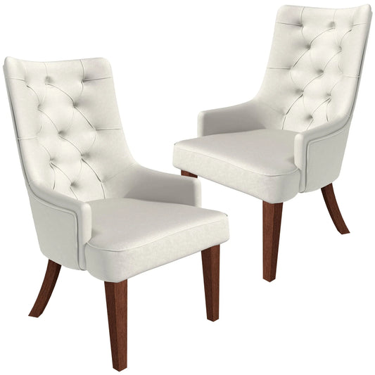 Spruce Collection Modern Wooden Dining Chair in Beige Velvet Set of 2 - Elax Furniture