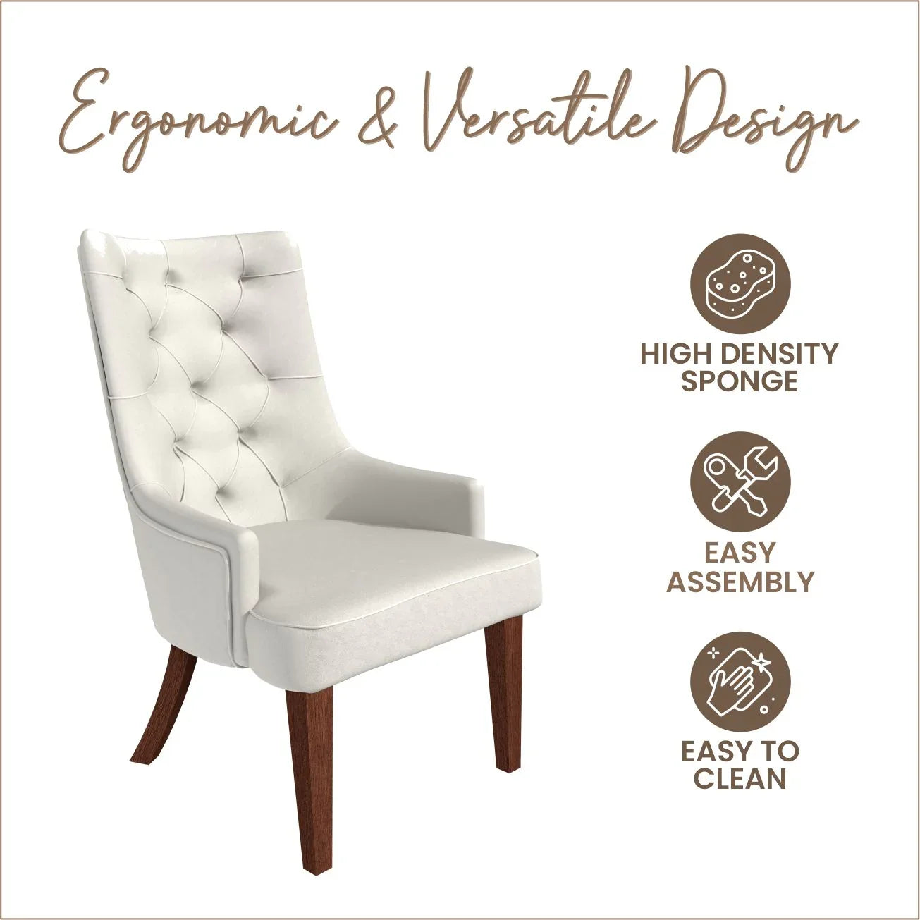 Spruce Collection Modern Wooden Dining Chair in Beige Velvet Set of 2 - Elax Furniture