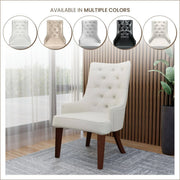 Spruce Dining Chair in Leather/Velvet with Diamond-Tufted Design and Rubberwood Legs - Elax Furniture