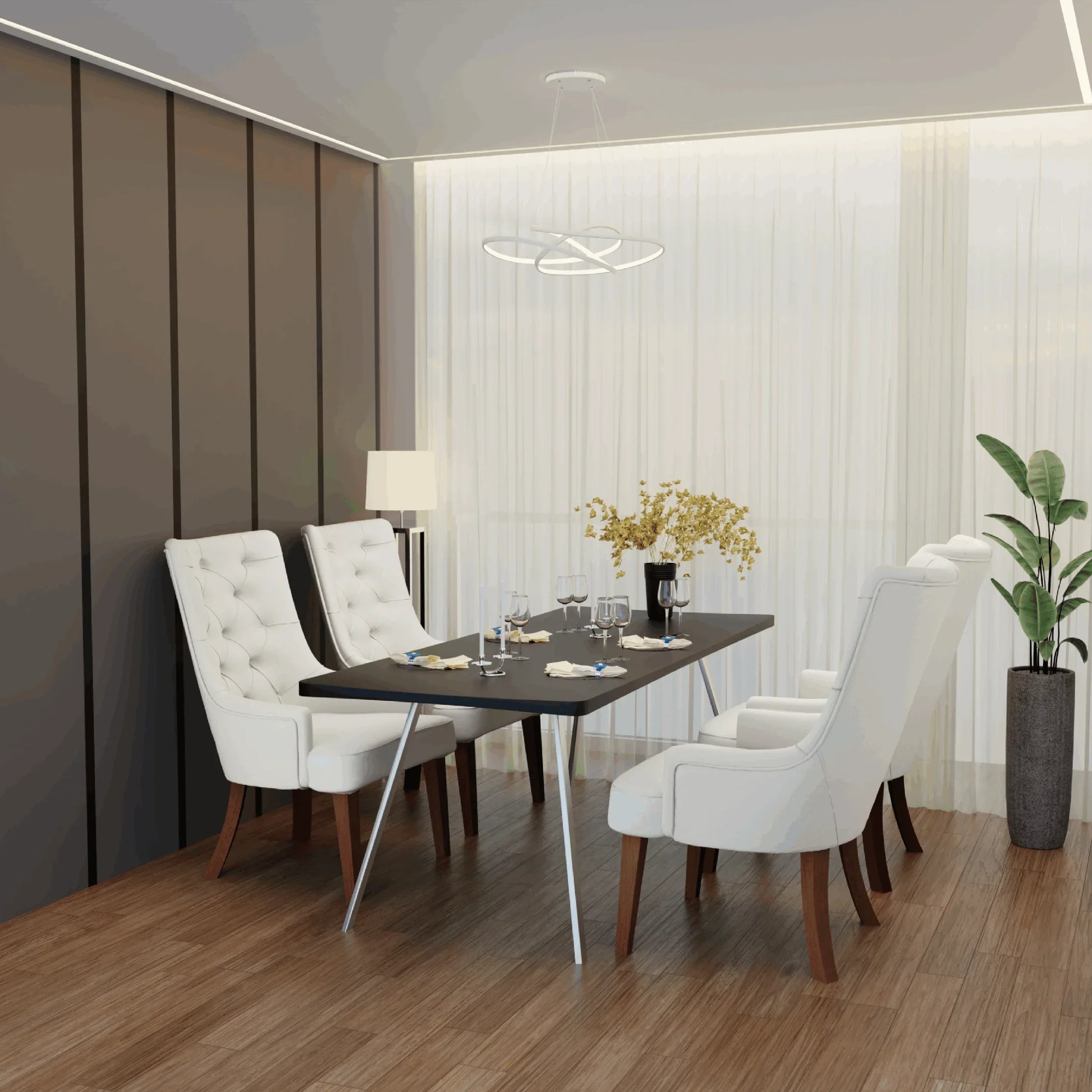 Spruce Dining Chair in Leather/Velvet with Diamond-Tufted Design and Rubberwood Legs - Elax Furniture