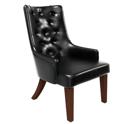 Spruce Dining Chair in Leather/Velvet with Diamond-Tufted Design and Rubberwood Legs - Elax Furniture