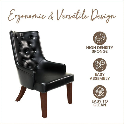 Spruce Dining Chair in Leather/Velvet with Diamond-Tufted Design and Rubberwood Legs - Elax Furniture