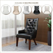Spruce Dining Chair in Leather/Velvet with Diamond-Tufted Design and Rubberwood Legs - Elax Furniture