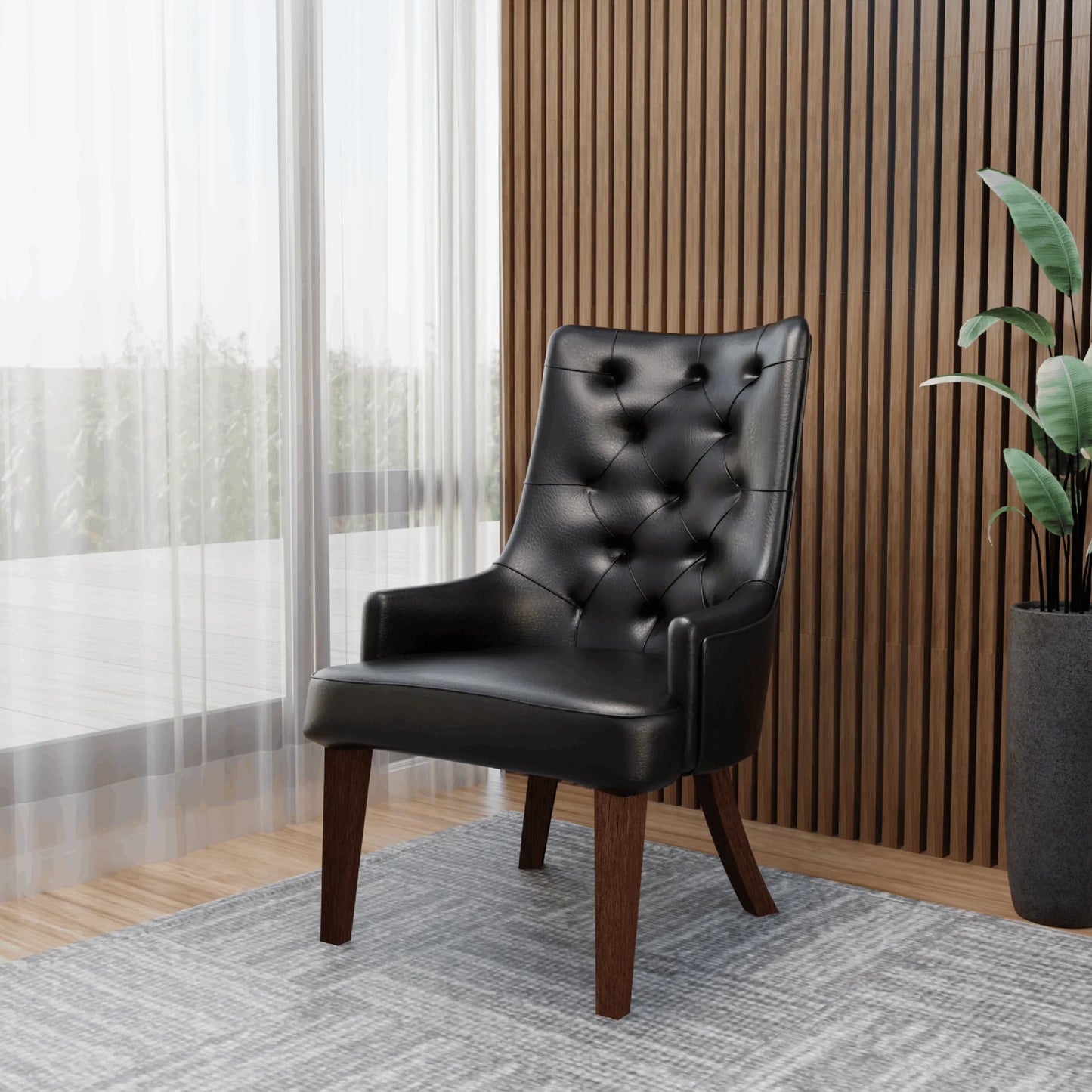 Spruce Dining Chair in Leather/Velvet with Diamond-Tufted Design and Rubberwood Legs - Elax Furniture