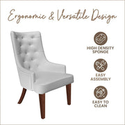 Spruce Dining Chair in Leather/Velvet with Diamond-Tufted Design and Rubberwood Legs - Elax Furniture