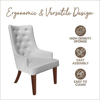Spruce Dining Chair in Leather/Velvet with Diamond-Tufted Design and Rubberwood Legs - Elax Furniture