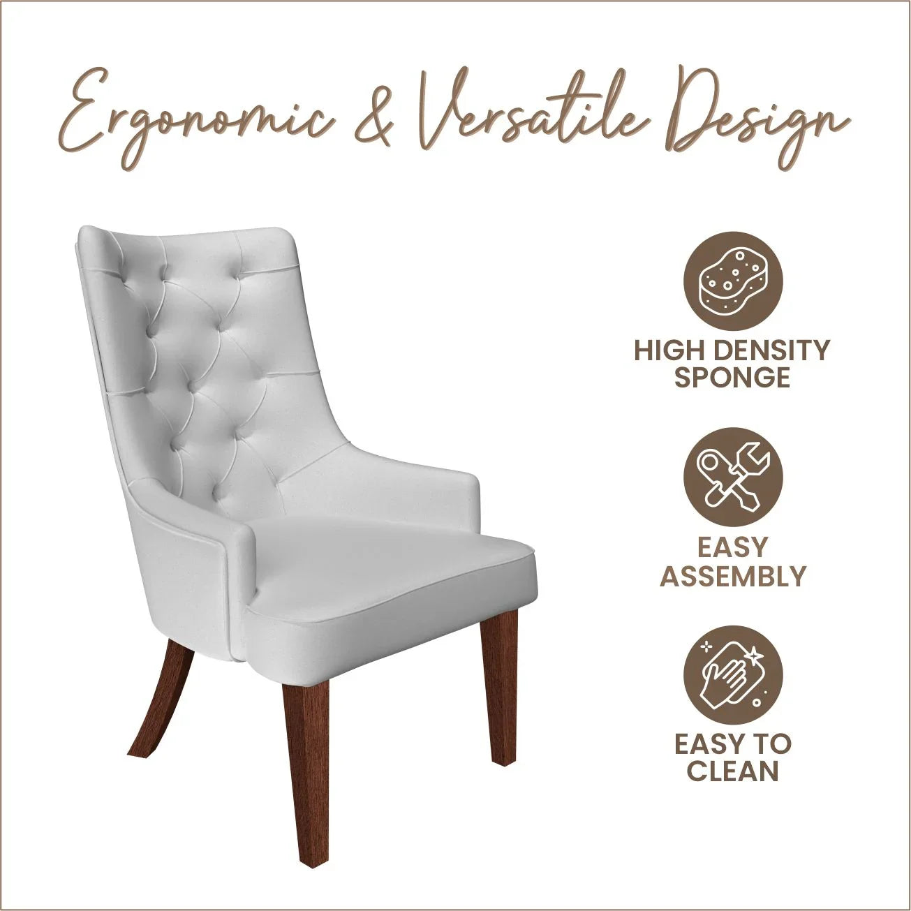 Spruce Collection Modern Wooden Dining Chair in Beige Velvet Set of 2 - Elax Furniture