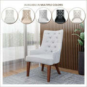 Spruce Dining Chair in Leather/Velvet with Diamond-Tufted Design and Rubberwood Legs - Elax Furniture