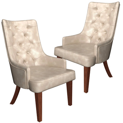 Spruce Collection Modern Wooden Dining Chair in Beige Velvet Set of 2 - Elax Furniture