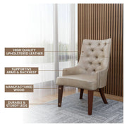 Spruce Dining Chair in Leather/Velvet with Diamond-Tufted Design and Rubberwood Legs - Elax Furniture