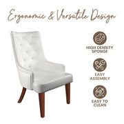 Spruce Dining Chair in Leather/Velvet with Diamond-Tufted Design and Rubberwood Legs - Elax Furniture