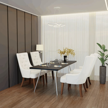 Spruce Dining Chair in Leather/Velvet with Diamond-Tufted Design and Rubberwood Legs - Elax Furniture