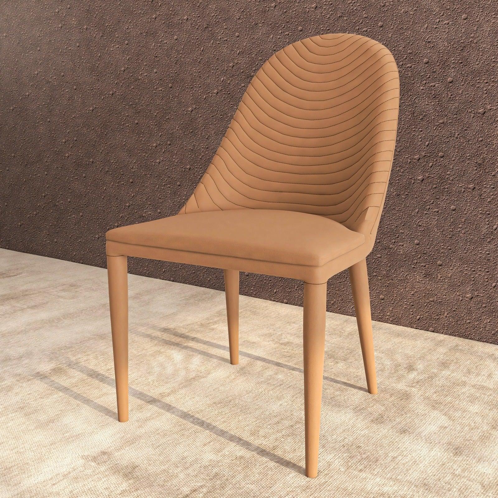 Seville Dining Chair Upholstered in Leather with Metal Legs Covered in Leather - Elax Furniture